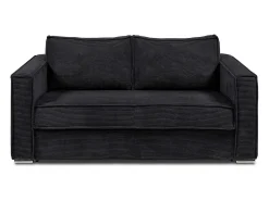 Sofá cama de 4 plazas exprés de pana negro lamas anchas - 18 cm - LORETO