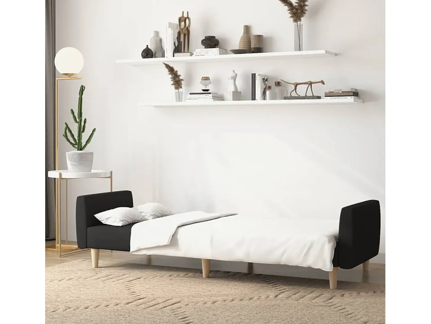 Sofá cama de 2 plazas tela negro