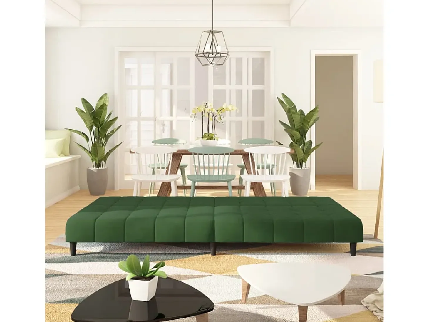 Sofá cama de 2 plazas terciopelo verde oscuro PWFG97207