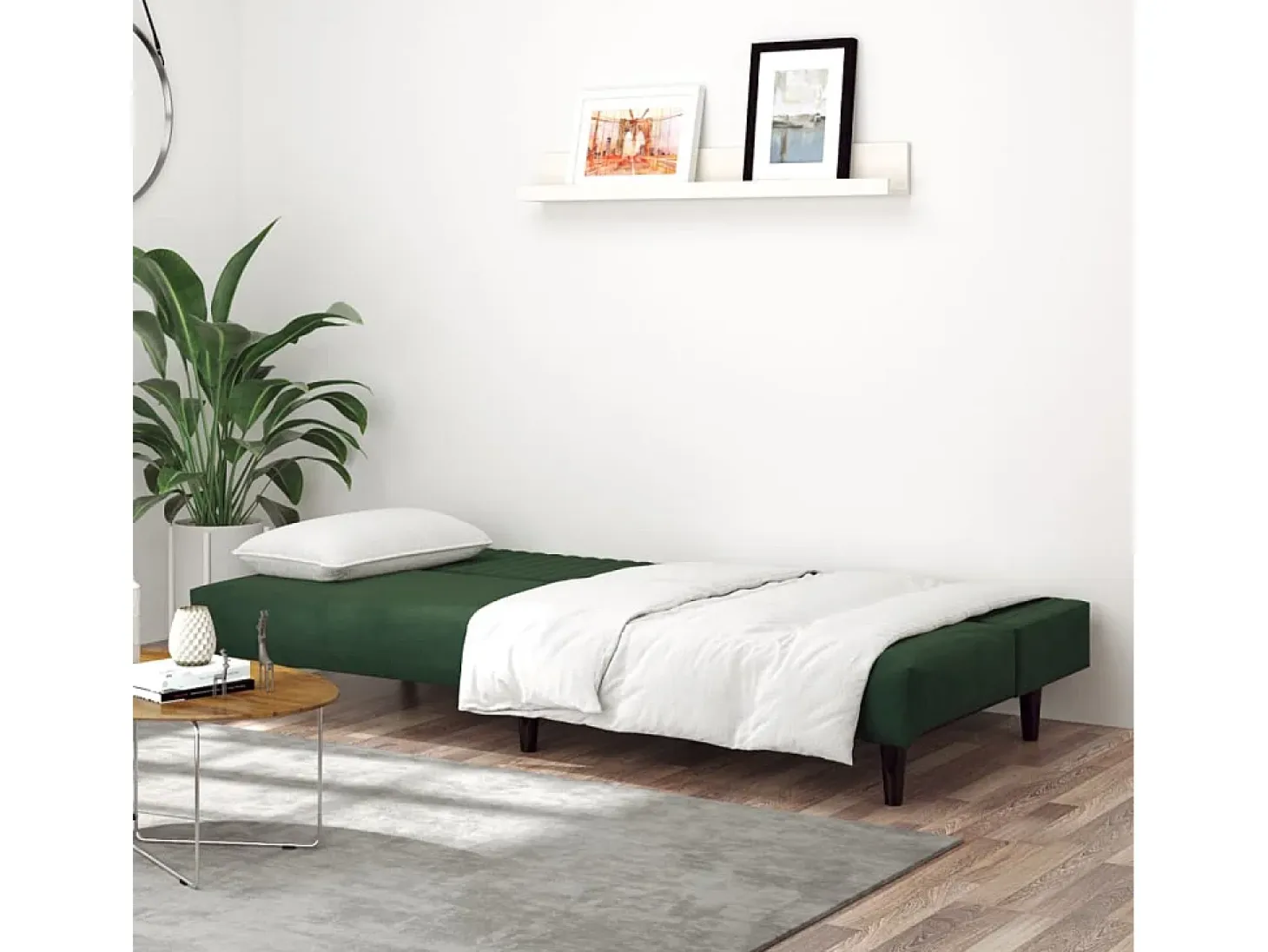 Sofá cama de 2 plazas terciopelo verde oscuro