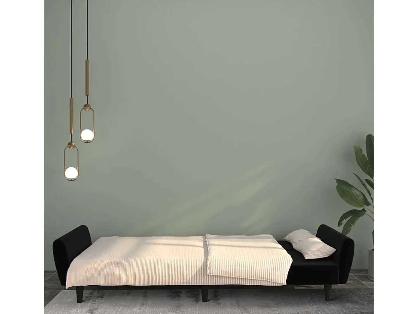 Sofá cama de 2 plazas terciopelo negro
