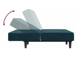Sofá cama de 2 plazas terciopelo azul