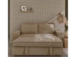 Sofá cama de pana de 3 plazas beige