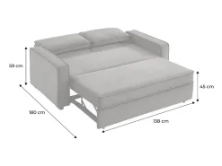 Sofá cama de pana de 3 plazas beige