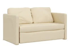 Sofá cama de suelo 2 en 1 tela crema 112x174x55 cm ES464805