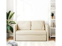 Sofá cama de suelo 2 en 1 tela crema 112x174x55 cm ES464805