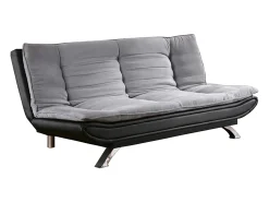 Sofá cama de tela y piel sintética en gris/negro DEMIDO II