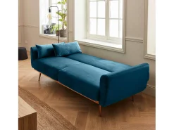 Sofá cama de terciopelo de 2 a 3 plazas azul