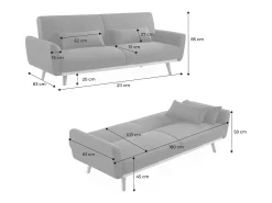 Sofá cama de terciopelo de 2 a 3 plazas azul