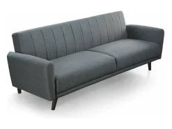 Sofá cama de 85x214x85 cm de tela en color gris con patas de metal en color oscuro Axel