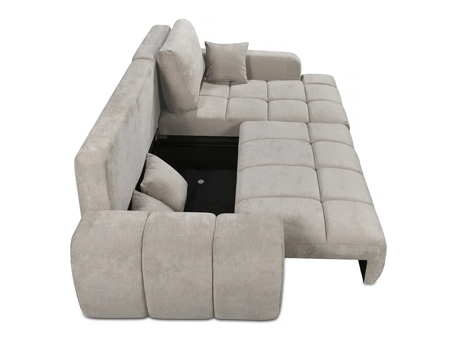 Sofá cama esquinero derecho en tejido chenilla "Verneuil" - 3 plazas - Beige
