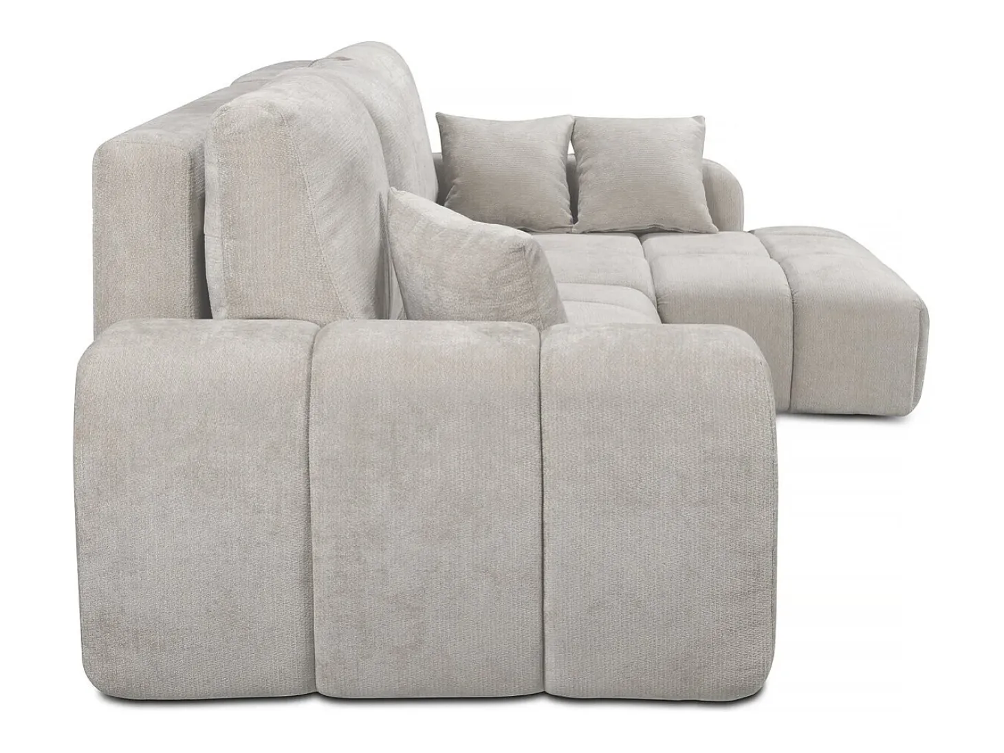 Sofá cama esquinero derecho en tejido chenilla "Verneuil" - 3 plazas - Beige