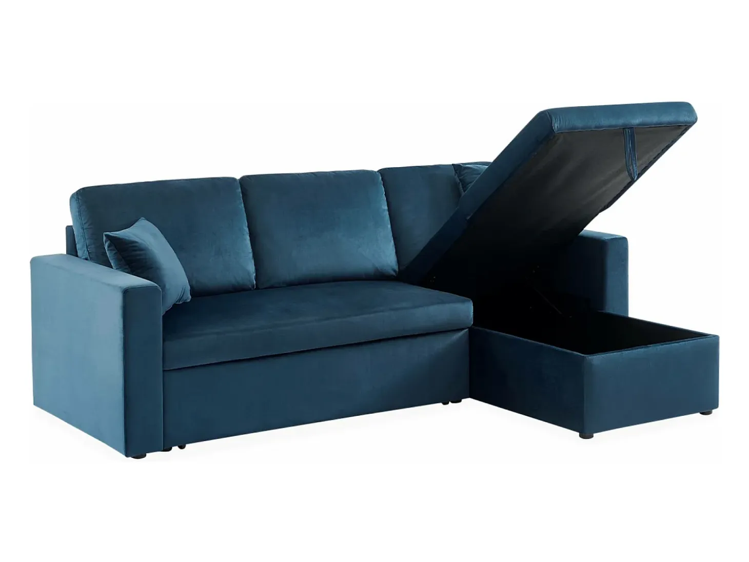 Sofá cama esquinero reversible de 3 plazas azul