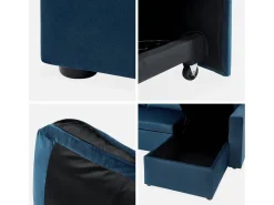 Sofá cama esquinero reversible de 3 plazas azul