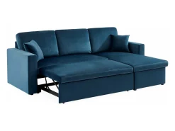 Sofá cama esquinero reversible de 3 plazas azul