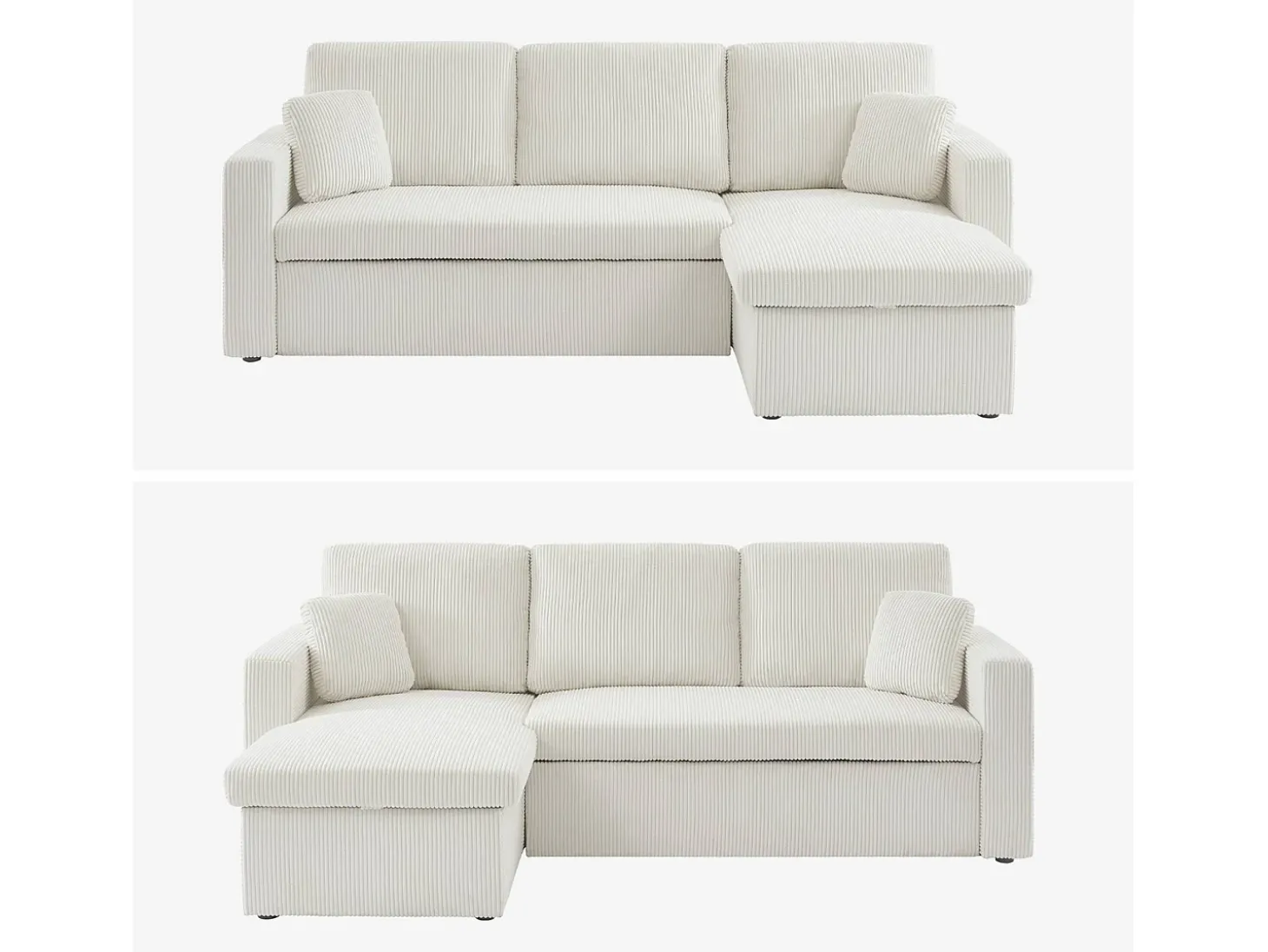 Sofá cama esquinero reversible 3 plazas crema