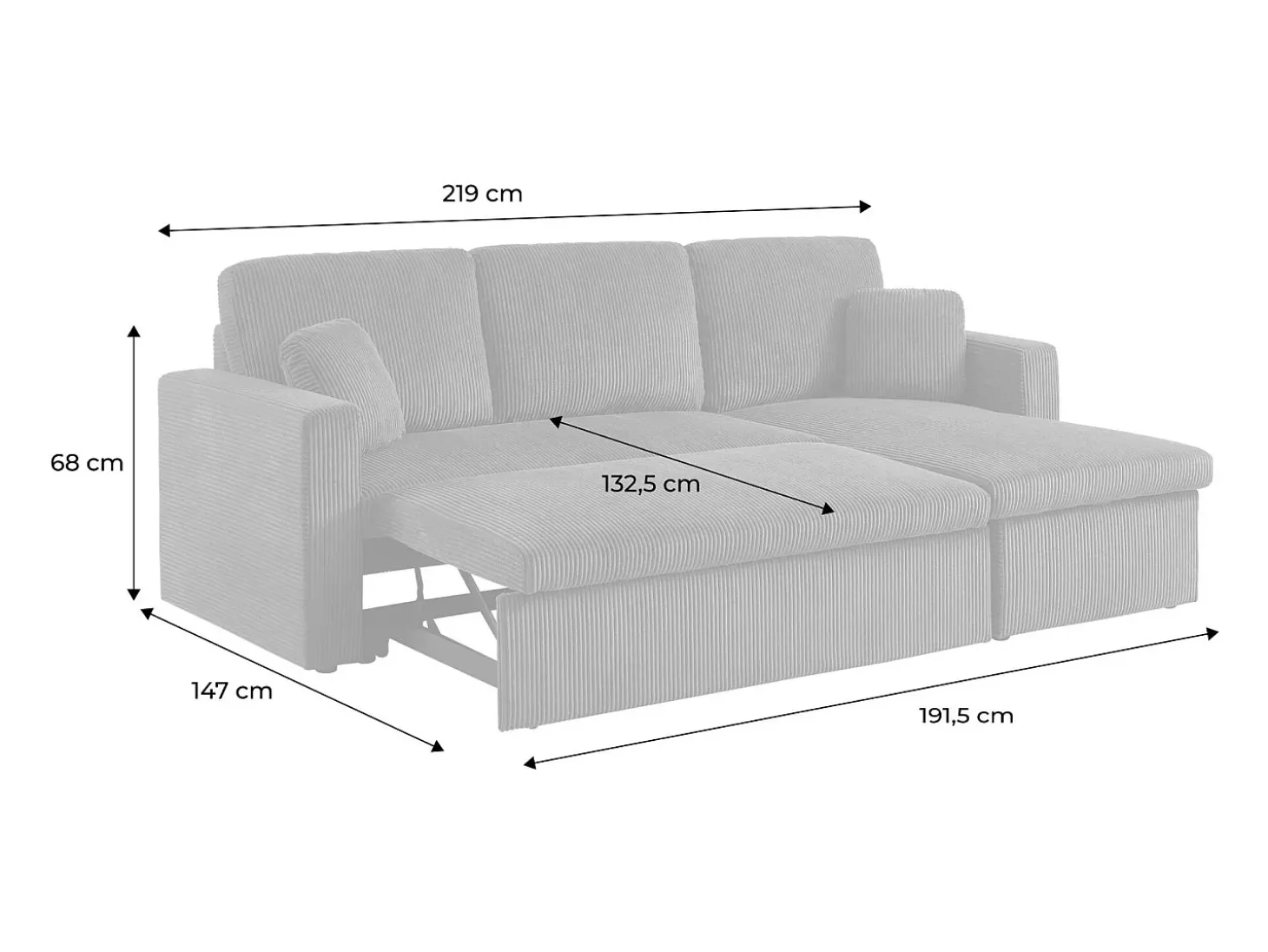 Sofá cama esquinero reversible 3 plazas crema