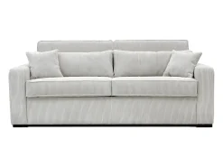 Sofá cama Express convertible en pana beige, cama de láminas de 160 cm, 16 cm de grosor, MONDOVI