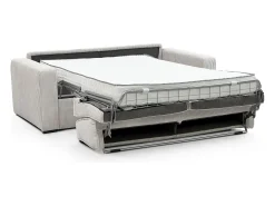Sofá cama Express en pana beige, superficie de descanso de 160 cm, colchón de 16 cm, MONDOVI