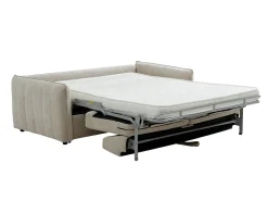 Sofá cama exprés de 3 plazas en tela texturizada beige - Cama 145 cm MALOGU