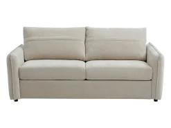 Sofá cama exprés de 3 plazas en tela texturizada beige - Cama 145 cm MALOGU