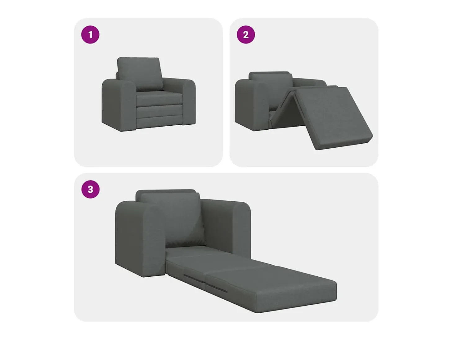 Sofá cama gris oscuro 98 x 71 x 83 cm tela