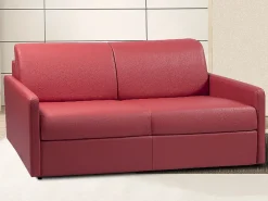 Sofá cama italiano 3p 22 cm piel sintética Marrón CALIFE