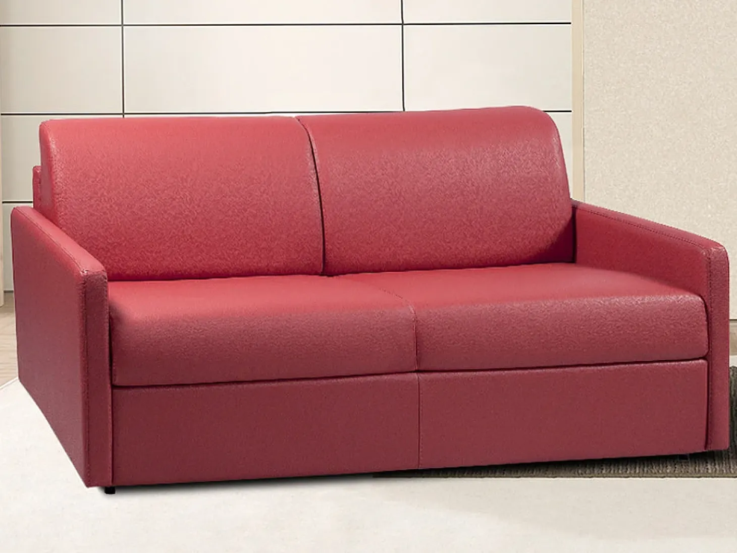 Sofá cama italiano 3p 22 cm piel sintética Marrón CALIFE