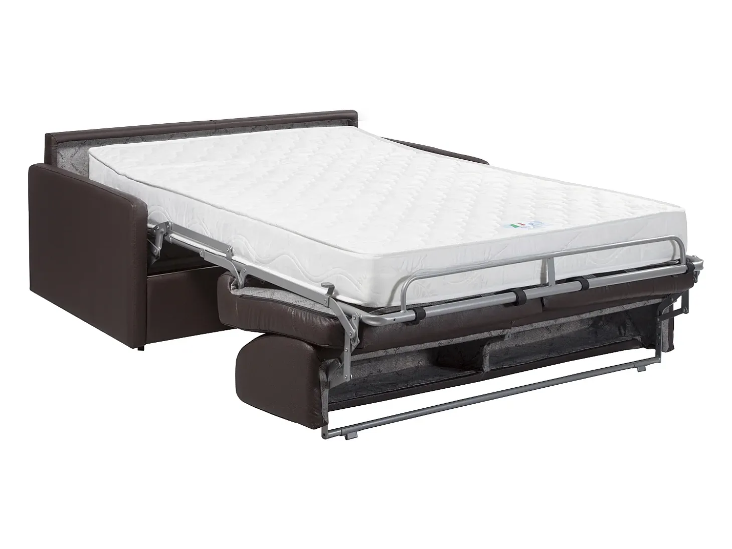 Sofá cama italiano 3p 22 cm piel sintética Marrón CALIFE