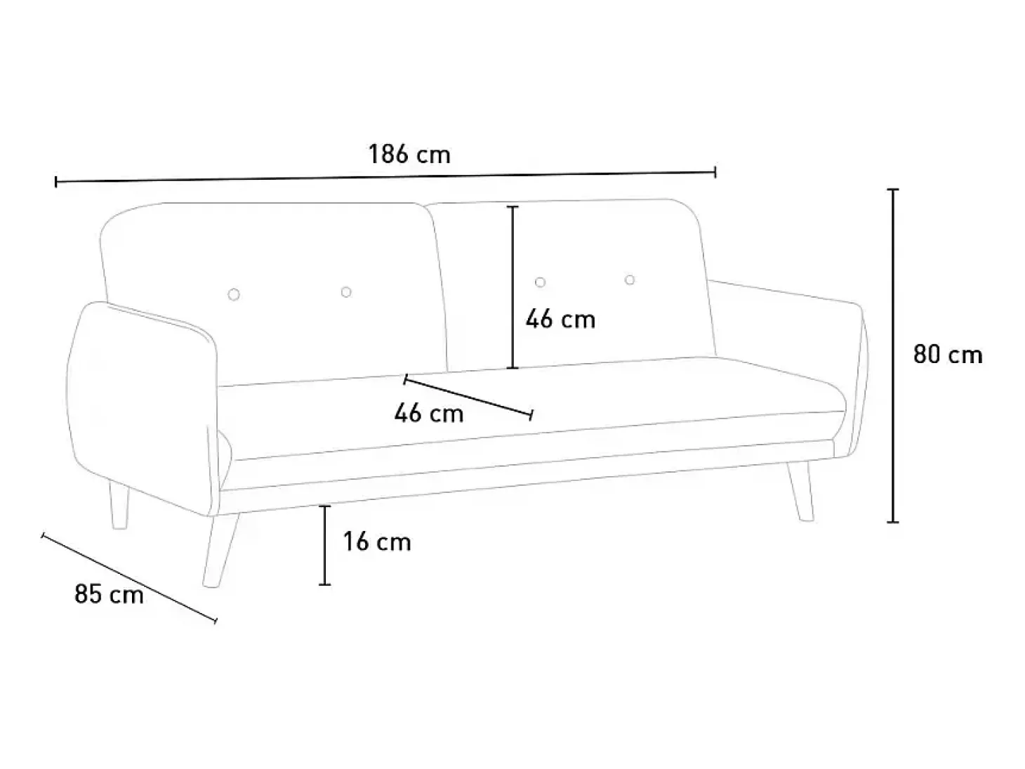 Sofá cama reclinable de diseño nórdico clic clac 3 plazas tejido Merida - Marrón