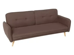 Sofá cama reclinable de diseño nórdico clic clac 3 plazas tejido Merida - Marrón