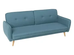 Sofá cama reclinable de diseño nórdico clic clac 3 plazas tejido Merida - Azul Marino