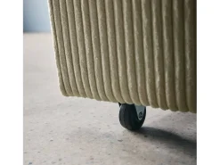 Sofá cama redondeado de pana fina, 2 plazas gris claro