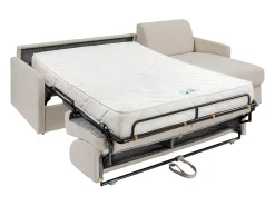 Sofá cama rinconera de apertura italiana de tela beige - Cama de 160 cm - Colchón de 18 cm - CALIFE