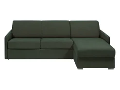 Sofá cama rinconera de tela color verde pino - Cama de 140 cm - Colchón de 18 cm - CALIFE