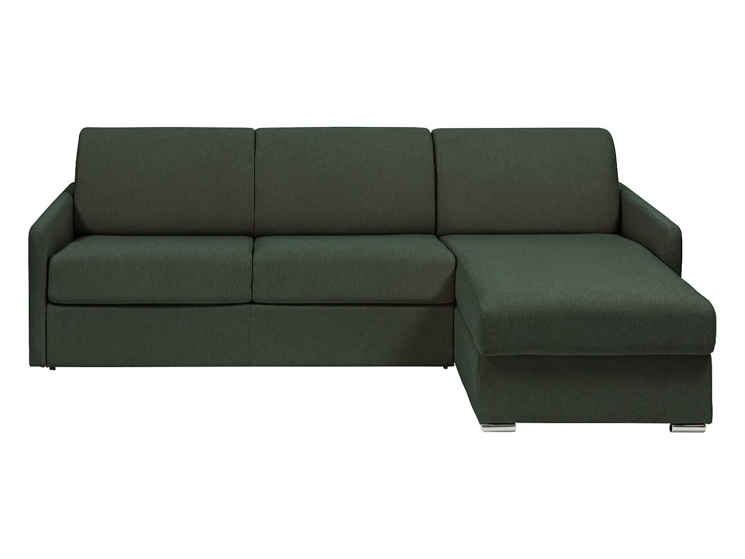 Sofá cama rinconera de tela color verde pino - Cama de 140 cm - Colchón de 18 cm - CALIFE