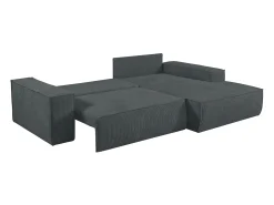 Sofá cama rinconera derecha de pana gris antracita - AMELIA