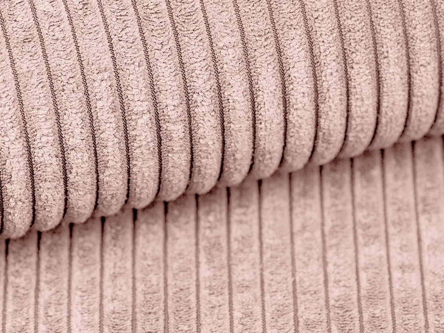 Sofá cama rinconera derecha de pana rosa empolvado AMELIA