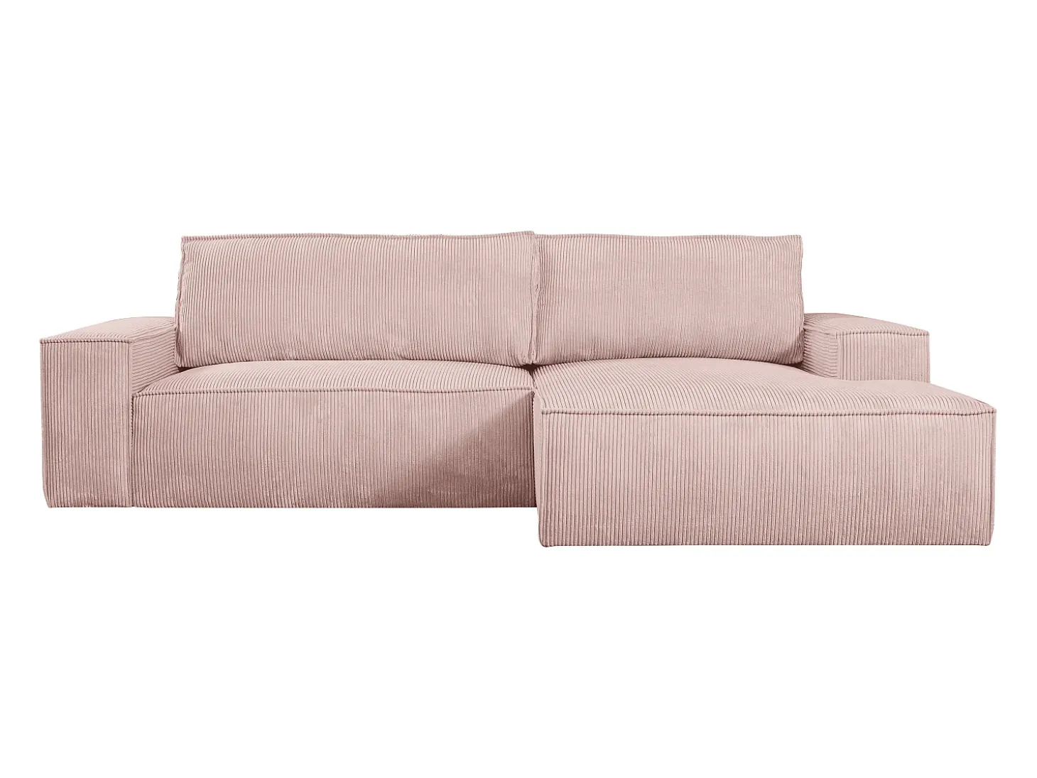 Sofá cama rinconera derecha de pana rosa empolvado AMELIA