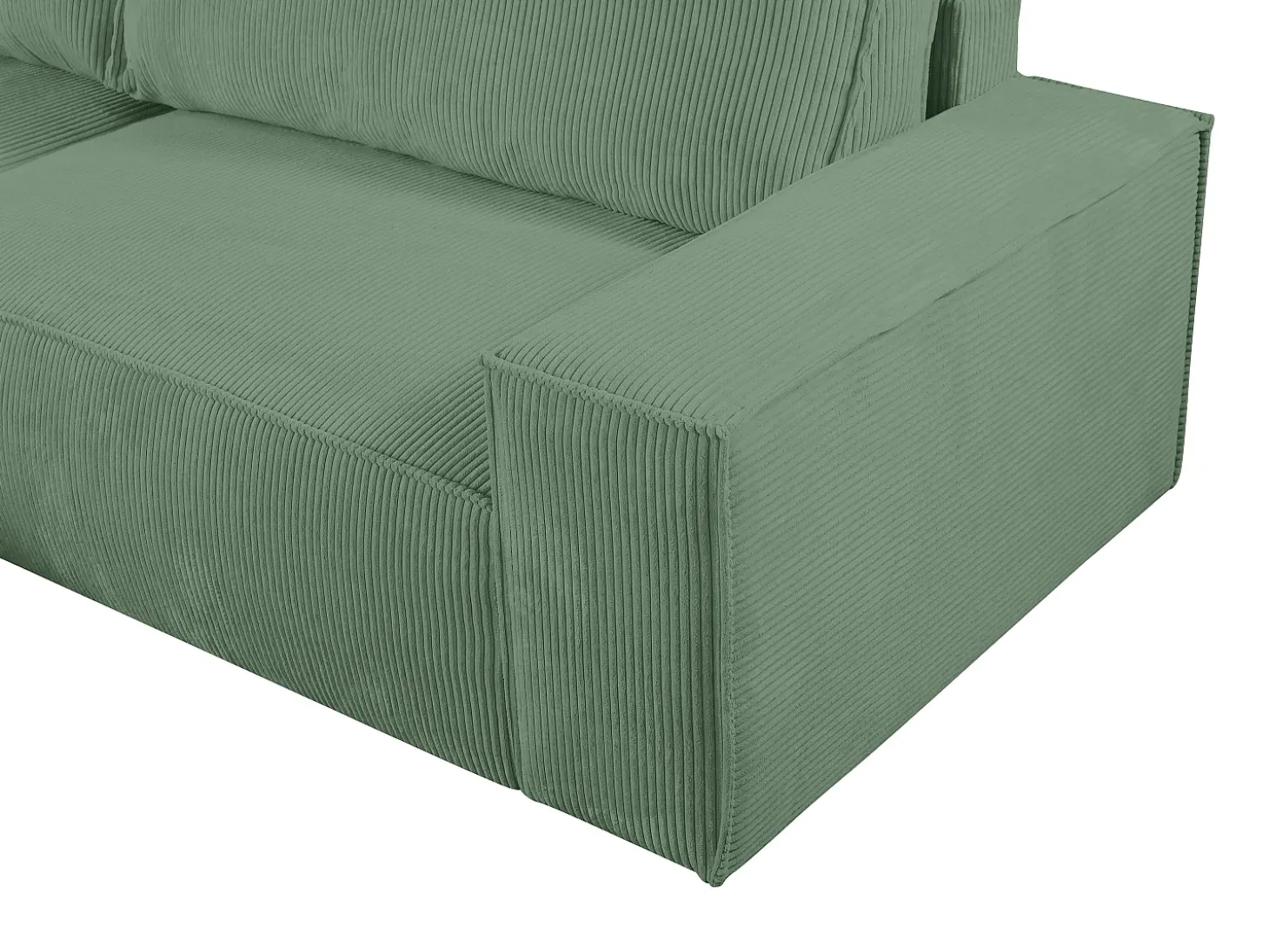 Sofá cama rinconera izquierda de pana color verde almendra AMELIA