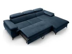 Sofá cama rinconera izquierda de terciopelo gris antracita SAMARA