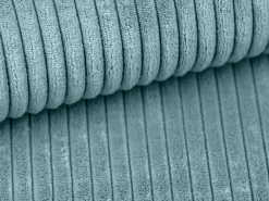 Sofá cama rinconera izquierda de pana azul turquesa - AMELIA