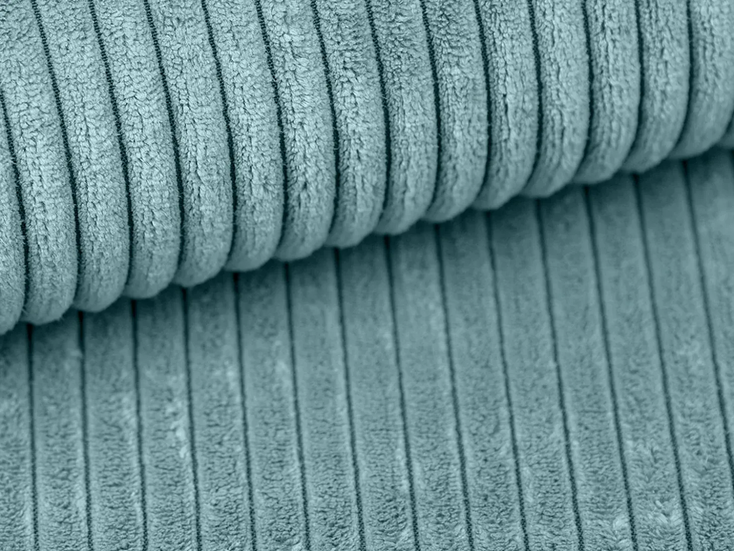 Sofá cama rinconera izquierda de pana azul turquesa - AMELIA