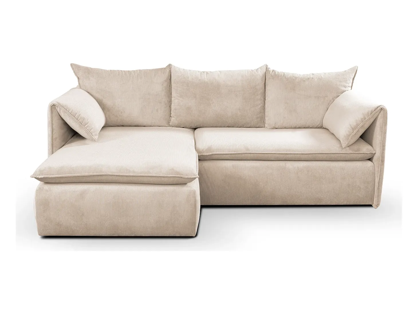 Sofá cama rinconera izquierda de pana beige -TEODORA de Pascal Morabito