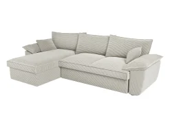 Sofá cama rinconera izquierda de pana gris claro de estilo charme francés vintage GUILLERMO