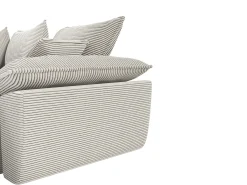 Sofá cama rinconera izquierda de pana gris claro de estilo charme francés vintage GUILLERMO