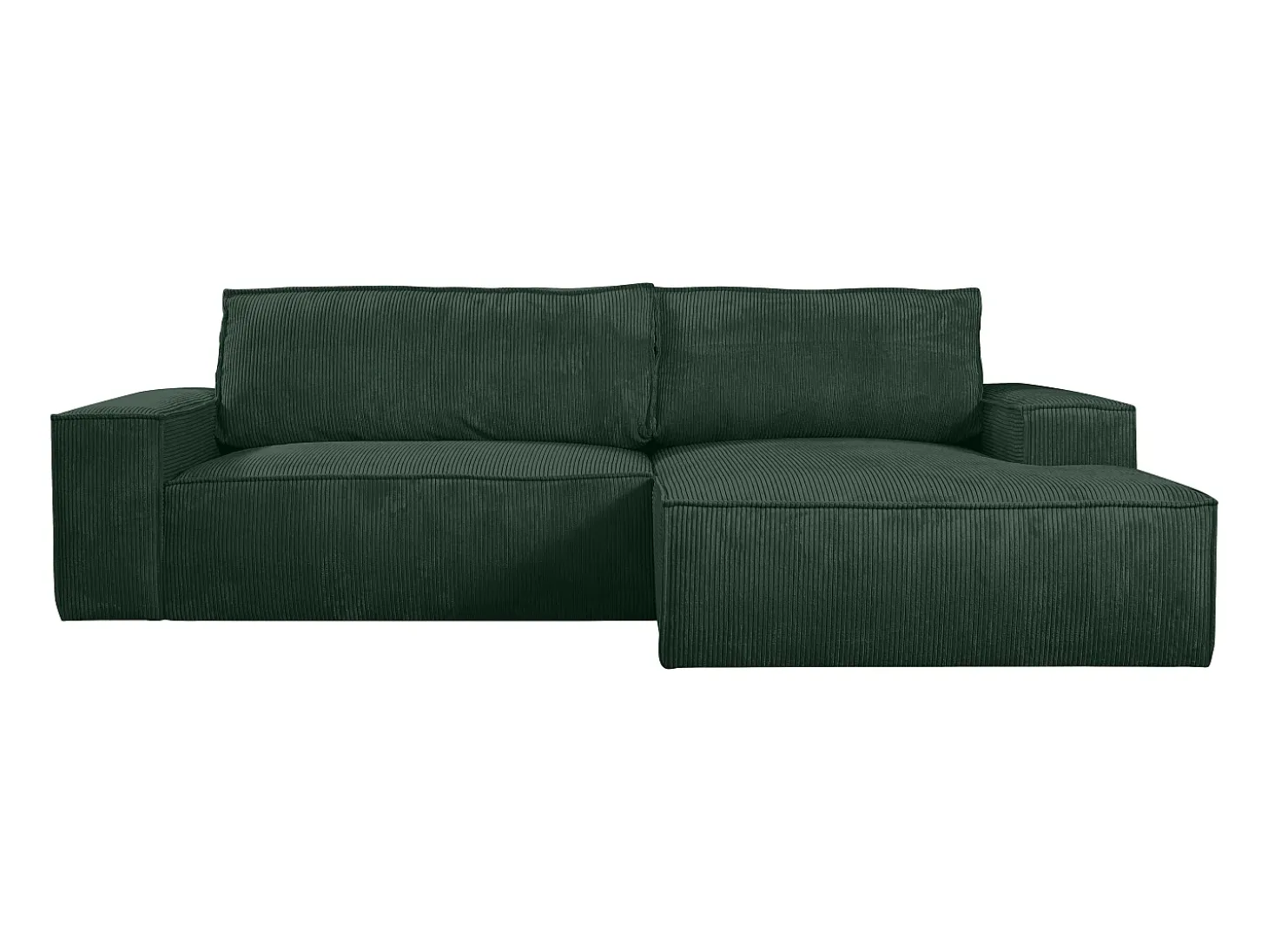 Sofá cama rinconera terciopelo canalé verde pino AMELIA - Ángulo derecho