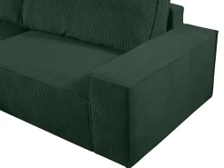 Sofá cama rinconera terciopelo canalé verde pino AMELIA - Ángulo izquierdo