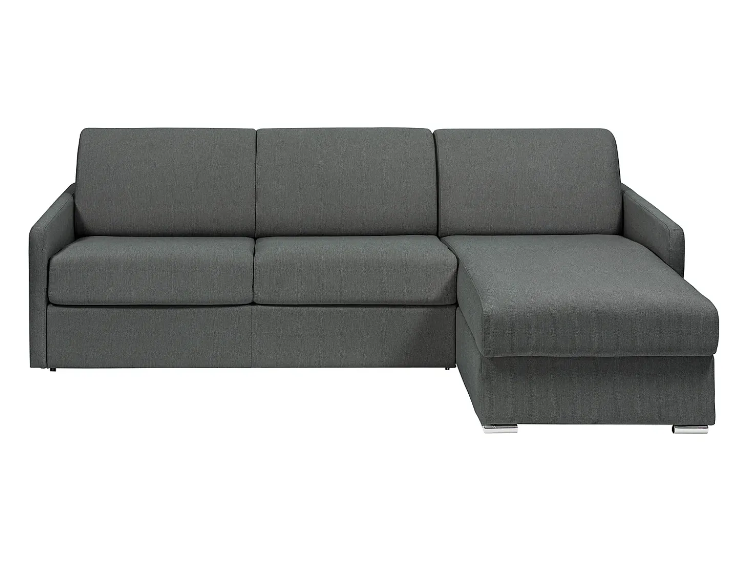 Sofá cama rinconera tipo italiano de tela gris - Cama de 160 cm con láminas - Colchón de 22 cm CALIFE