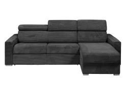 Sofá cama rinconera tipo italiano de pana gris antracita con Cama de 160 cm VIZIR